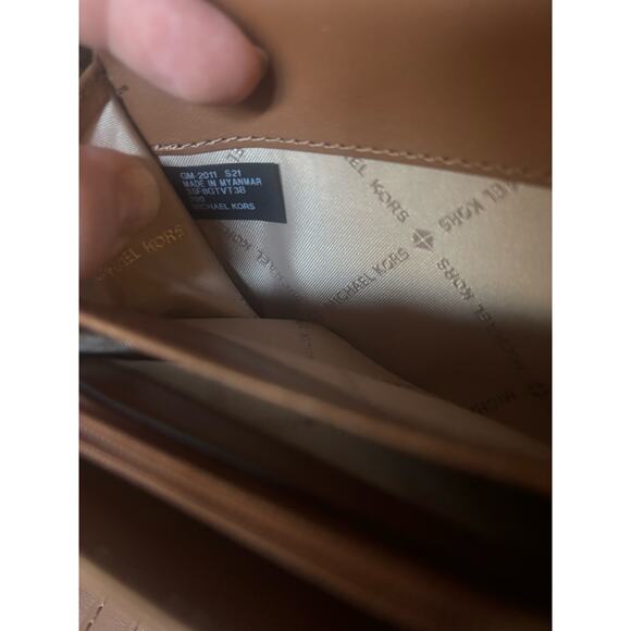 MICHAEL KORS Zip Around Long Wallet Wristlet Brown Jet Set Travel Signature - Picture 10 of 11